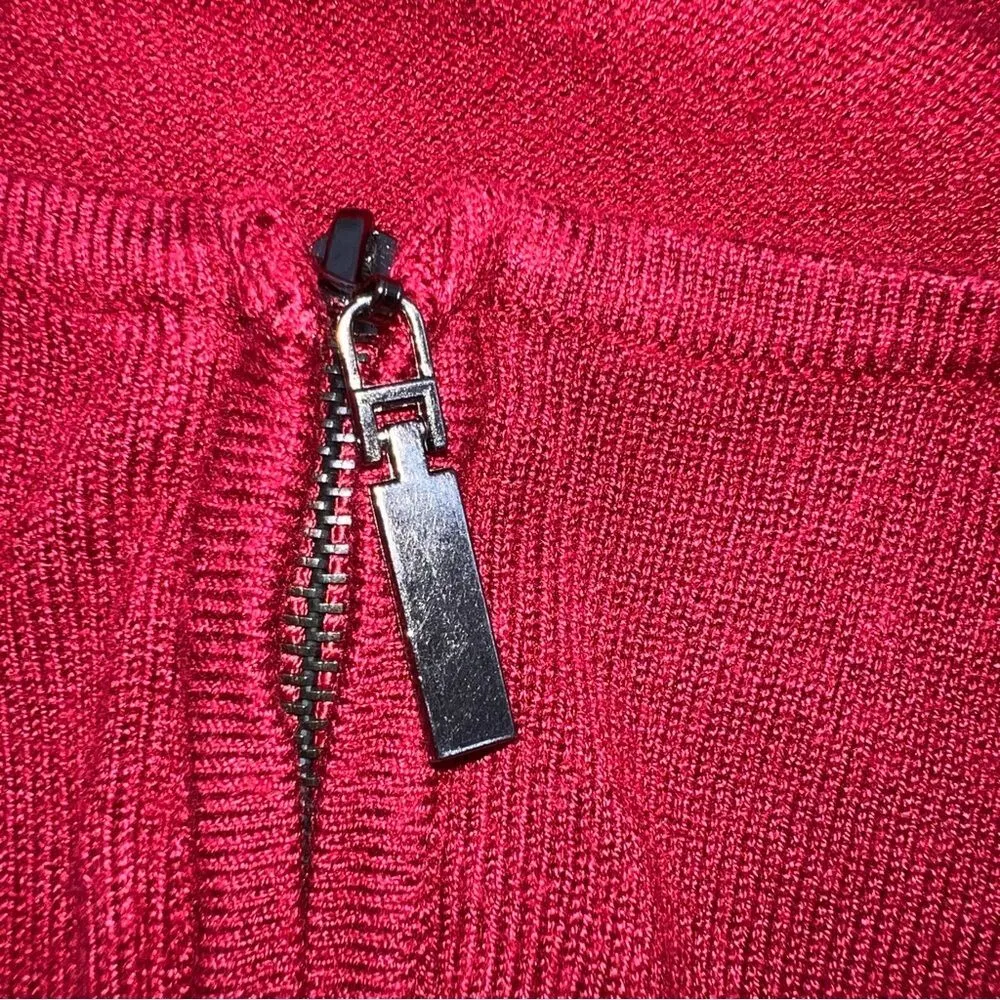 Ashley Stewart Women's Plus Sized Zip Up Red Cardigan w/Long Sleeves Size 26 - Image 8