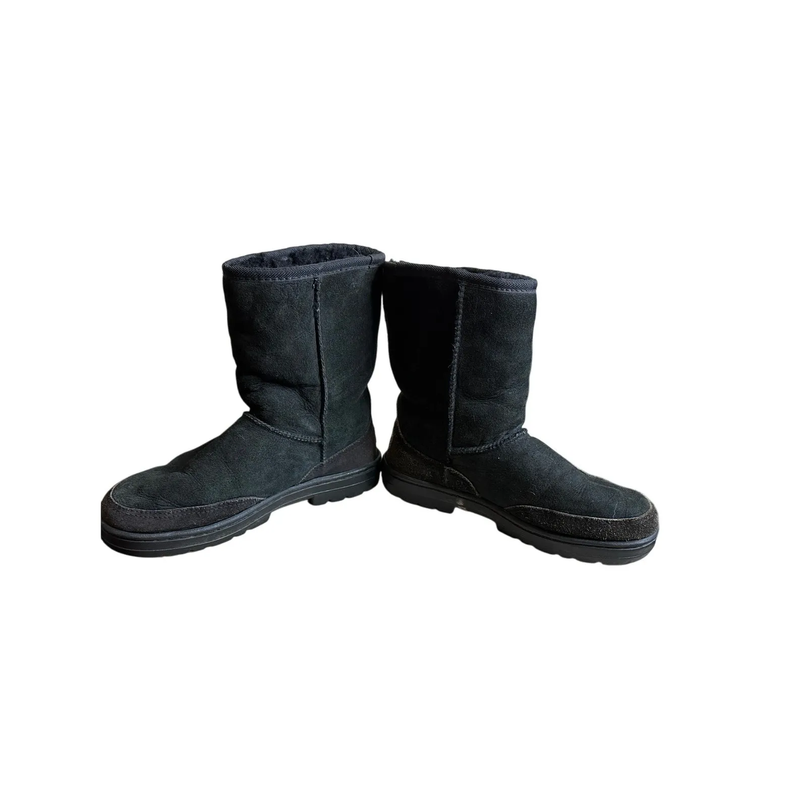 UGG Australia Ultra Short 5225 Black Pull On Boots Sz 7 Suede Sheepskin Winter - Image 3