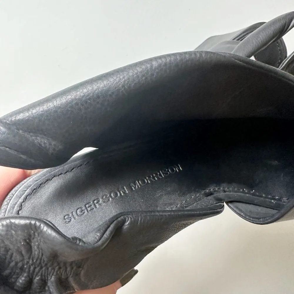 Sigerson Morrison Lenny Twisted Slingback Leather Sandals Black Women's 8.5 - Image 12