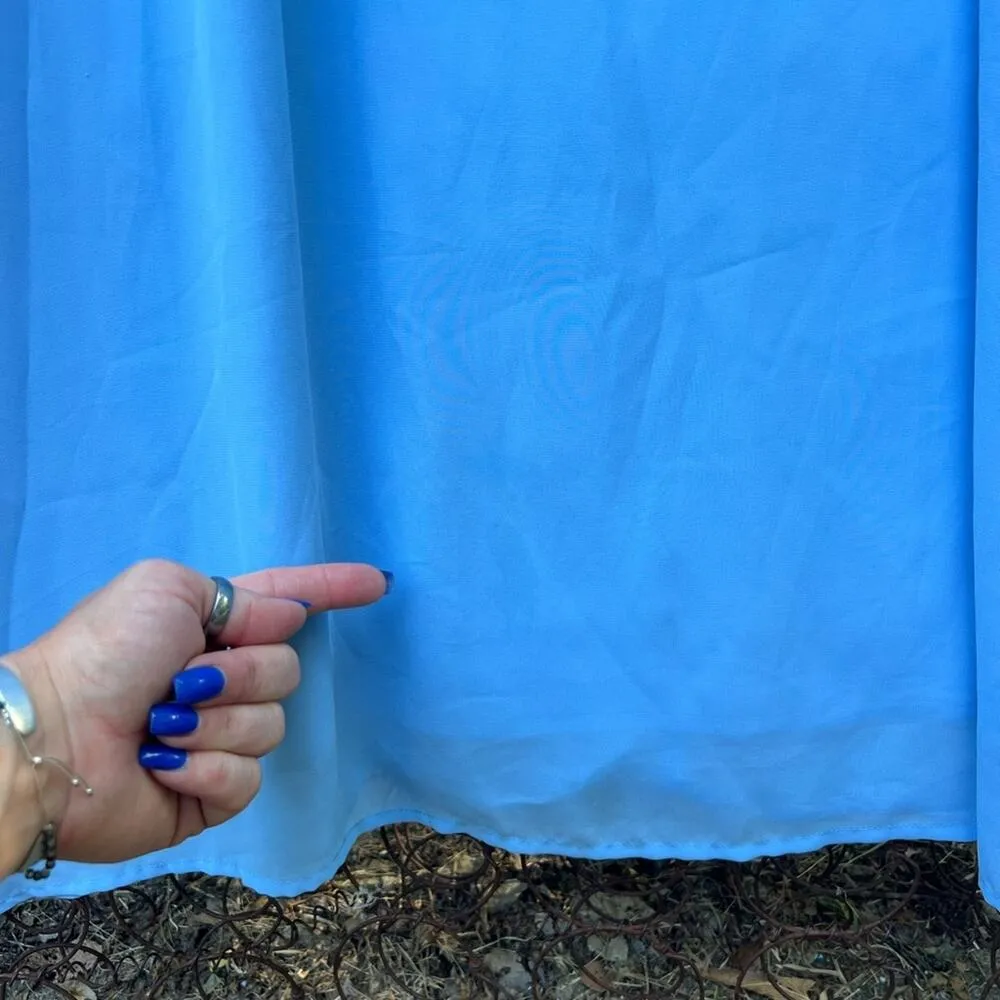 Terani Couture Strapless Prom Dress Blue Silver Embellish flowy chiffon skirt 4 - Image 13