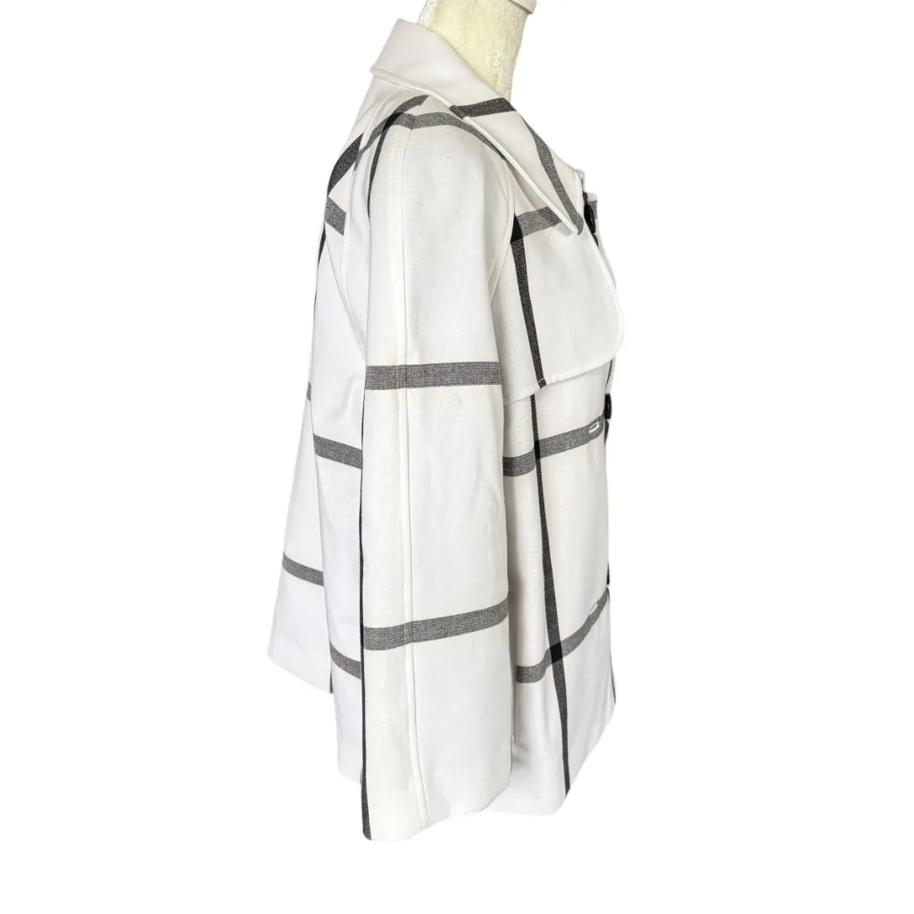 Halogen white with black stripes collared long sleeve button down coat small - Image 3