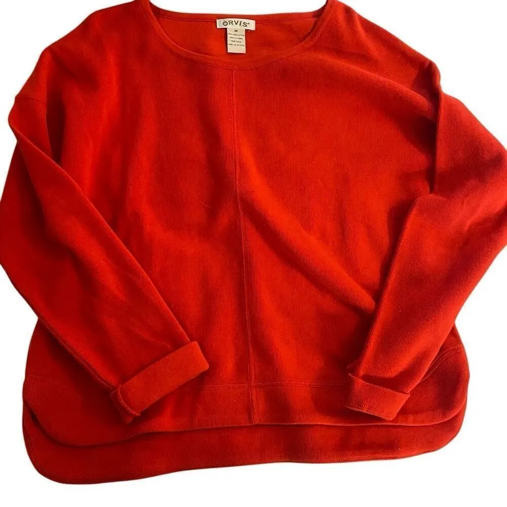 Lot of 2 Orvis medium long sleeve comfy sweater red and blue - Image 7