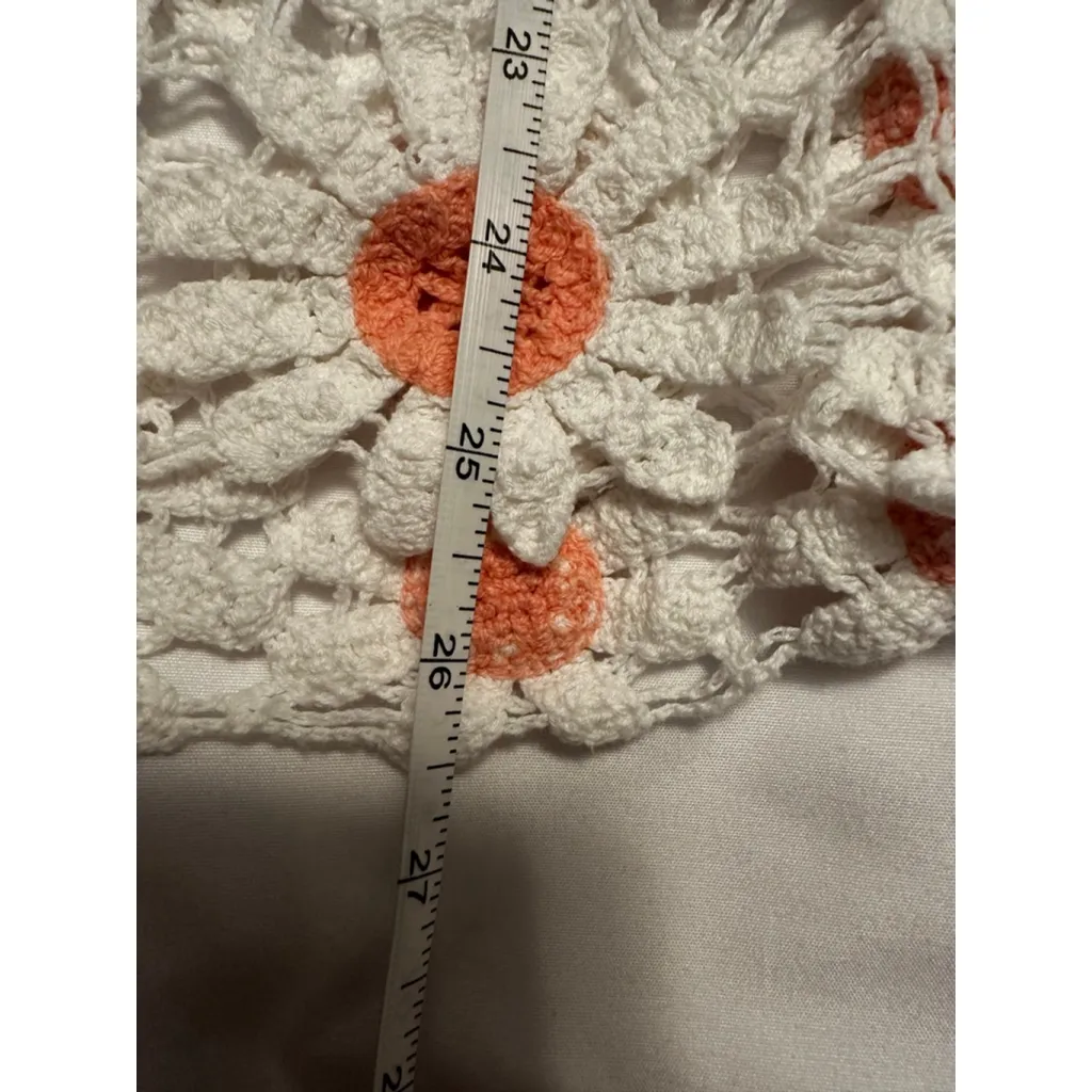 Women's Hobie White Orange Daisy Crochet Coverup XL - Image 7