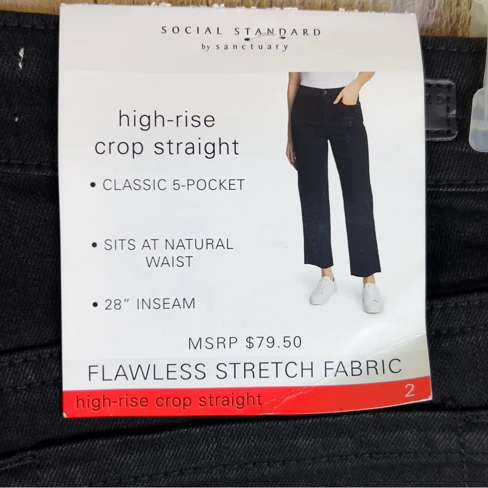 Social Standard by Sanctuary Size 2 High-Rise Straight Leg Raw Hem Black… - Image 14