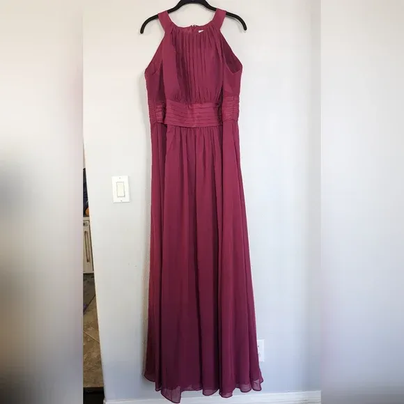 David's Bridal AW Dorian Bridesmaid Prom Formal Occasion Wedding Guest Dress, Purple, Chianti - Image 3