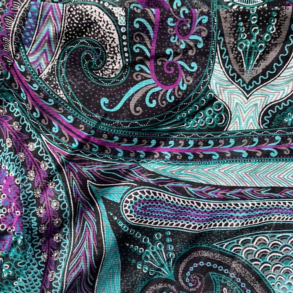 Vintage Y2K International Concepts layered nylon paisley ruched top, size XL - Image 2