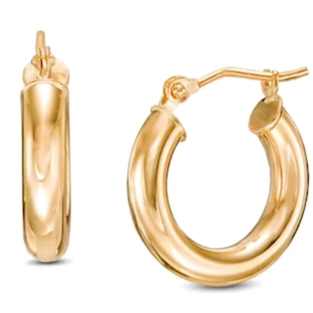 NEW Large Women’s 18k Gold‎ Filled 22mm Tubular Chunky Hoop Earrings - Image 8