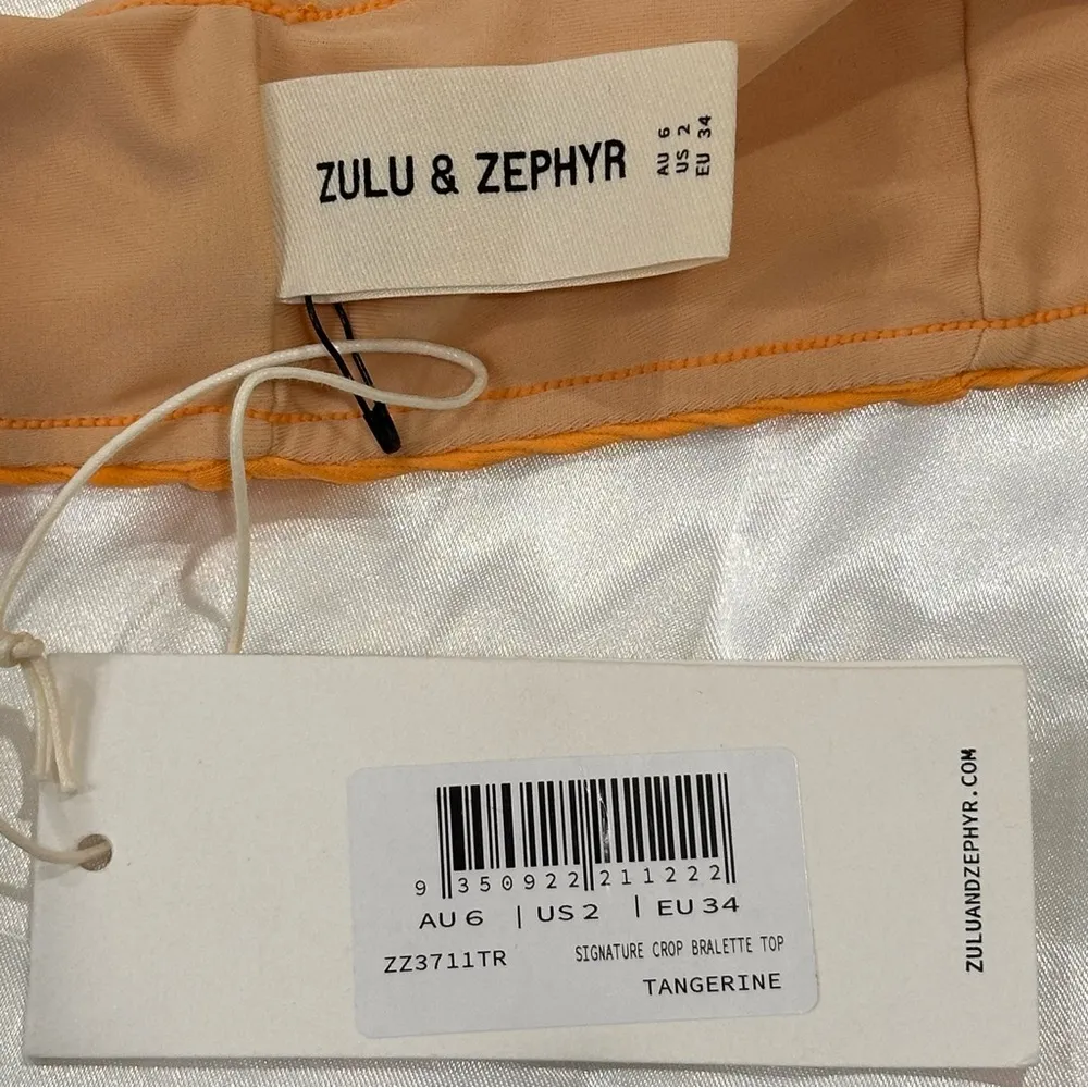 Zulu And Zephyr Signature Crop Bralette Bikini Top Ribbed Orange Size 2 New - Image 8