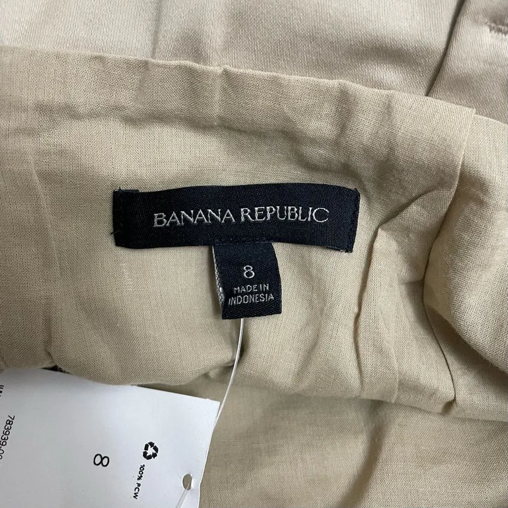 NWT Banana Republic Tan Cotton Ladder Lace Belted Pencil Skirt Women’s Size 8 - Image 9