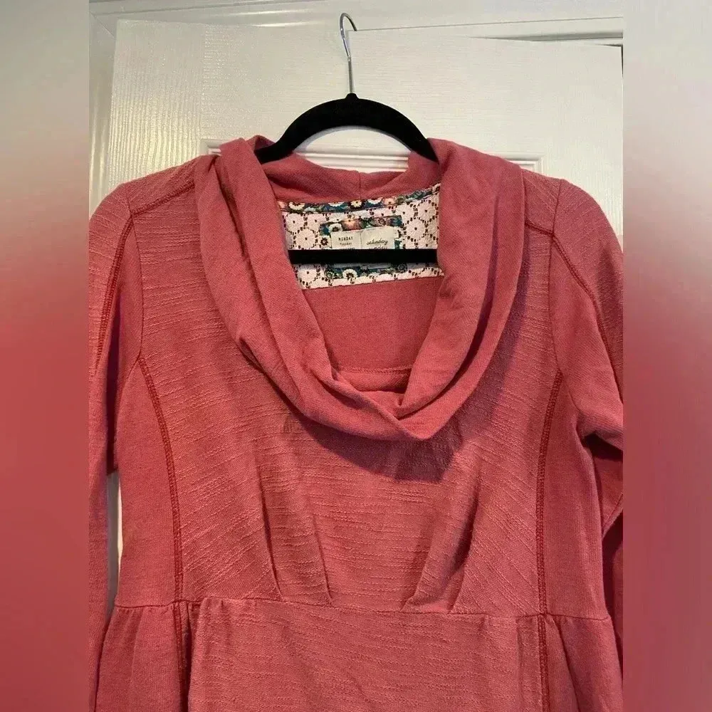 Saturday Sunday Anthropologie Rose Pink Cowl Neck Long Sleeve Dress Size S - Image 2