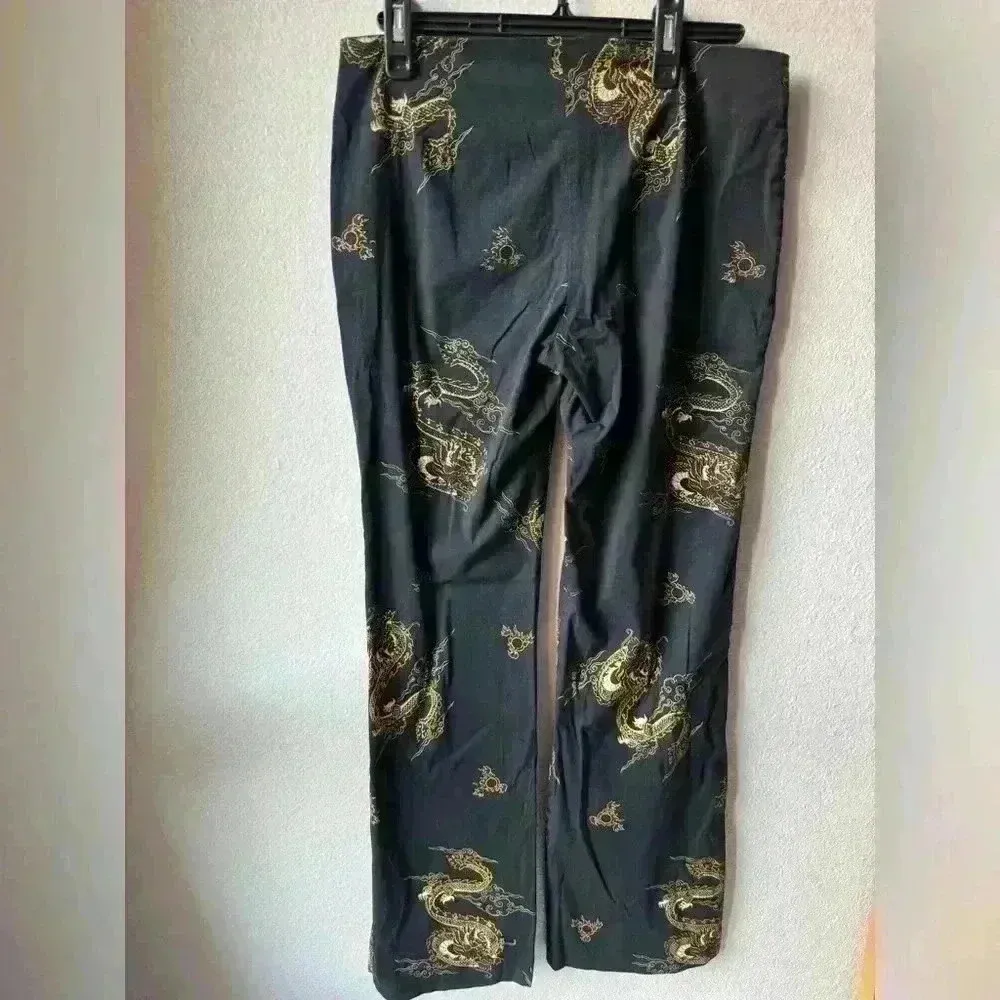 Vintage Lucent‎ Studio Dragon print Black Pants Size L - Image 2