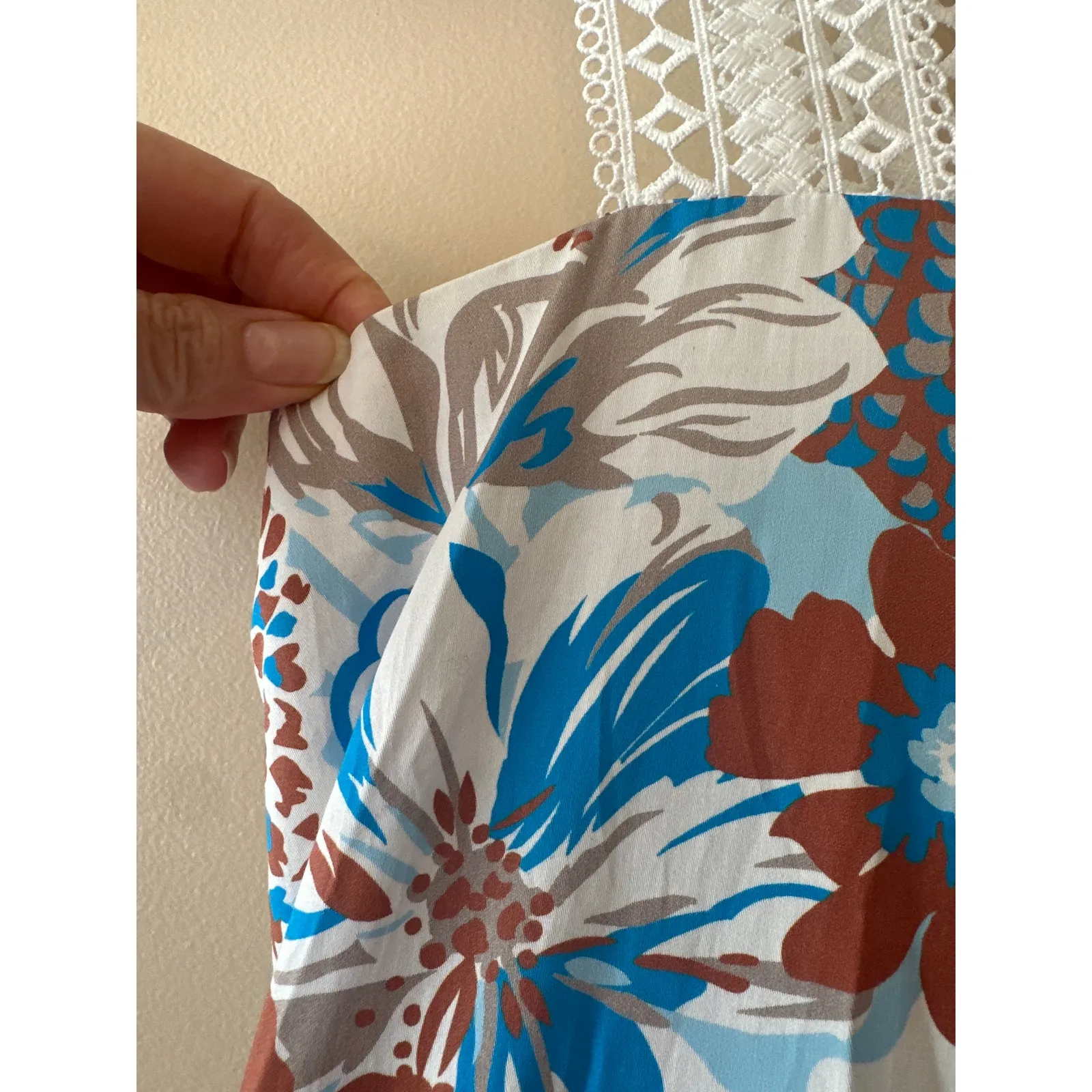 AMUR Yakeira Ruffle Mini Dress Blue Floral Organic Cotton Size 2 - Image 8