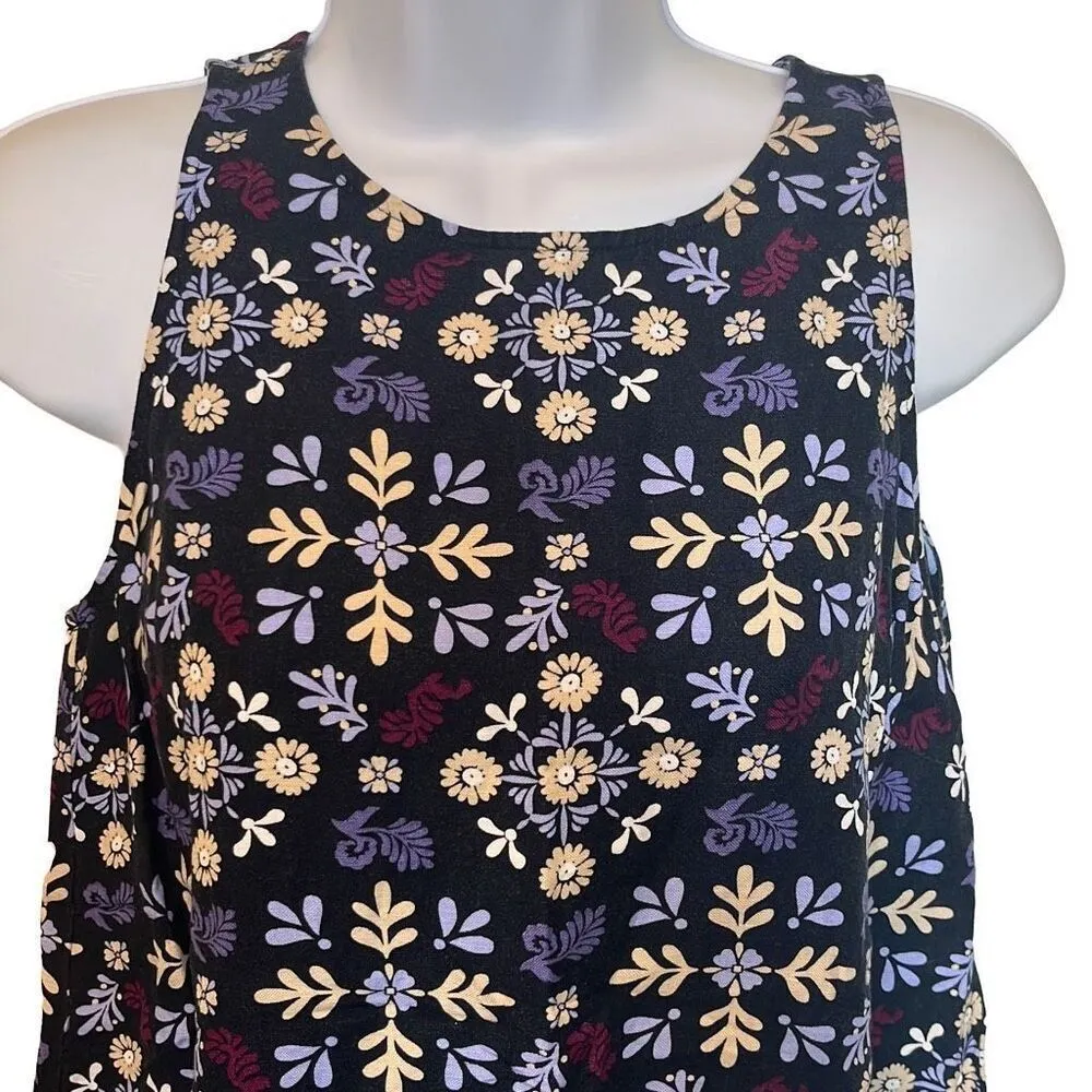Ann Taylor Factory XS Blue Purple Floral Linen Blend Flowy Top Workwear Office - Image 3