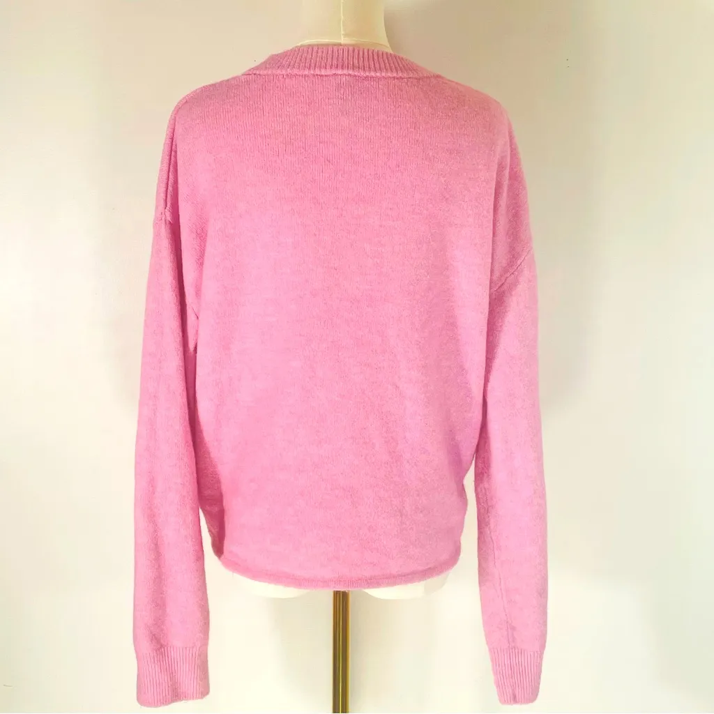 H&M Divided Pink Wool & Elastane Blend Pink “Love Around You” Sweater Size M - Image 2