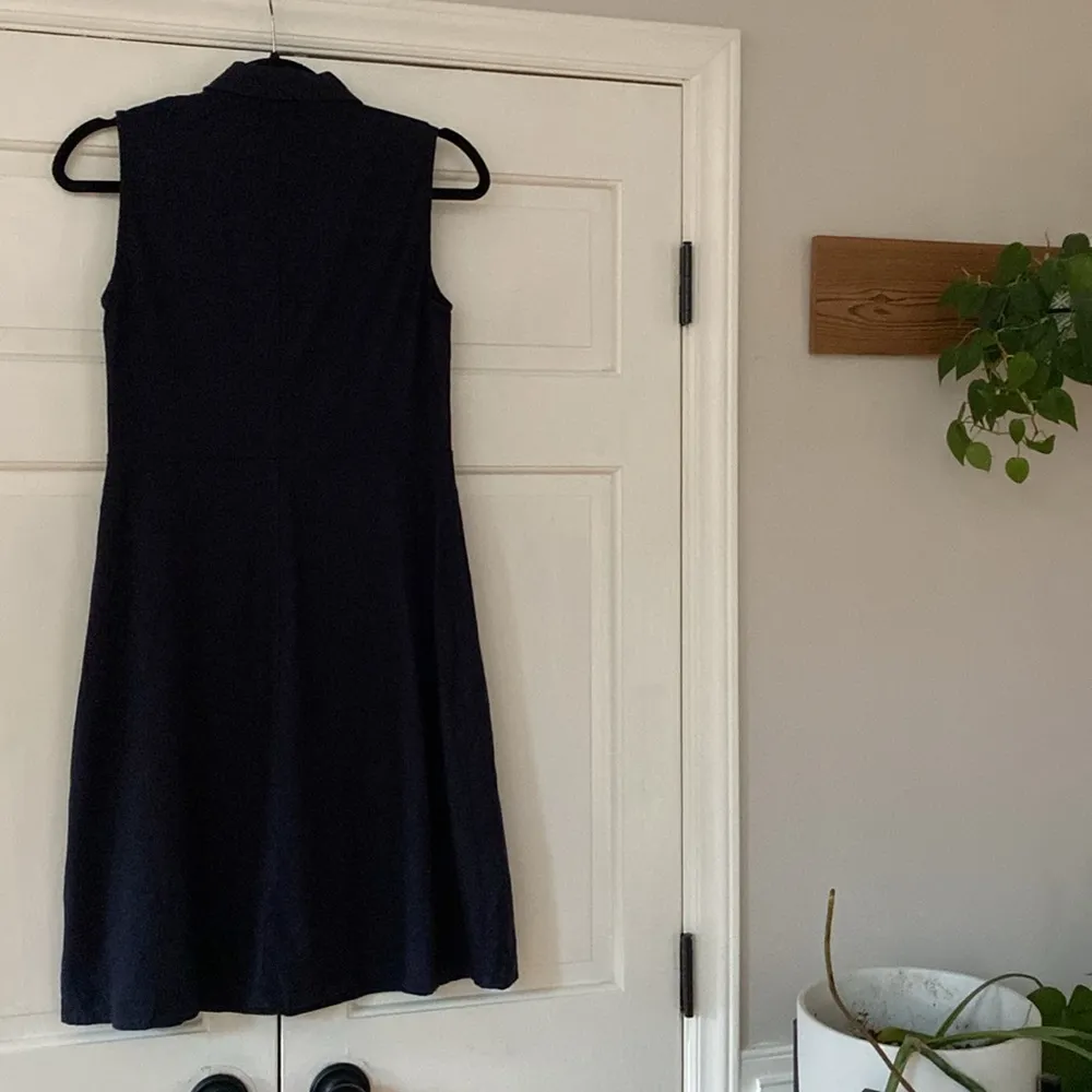 T Tahari Sleeveless Collared Linen Dress Lightweight Navy Blue Size 4 Blend - Image 8