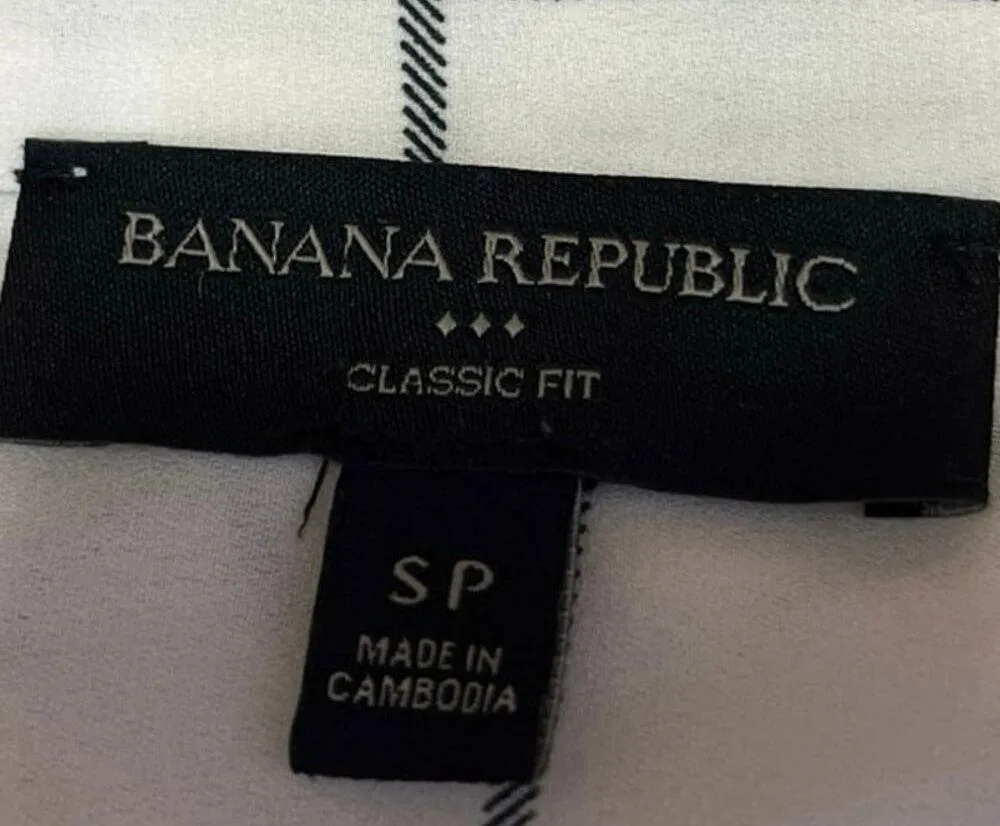 Banana Republic White Plaid Checkered Button Down Long Sleeve Shirt Blouse Top S - Image 4