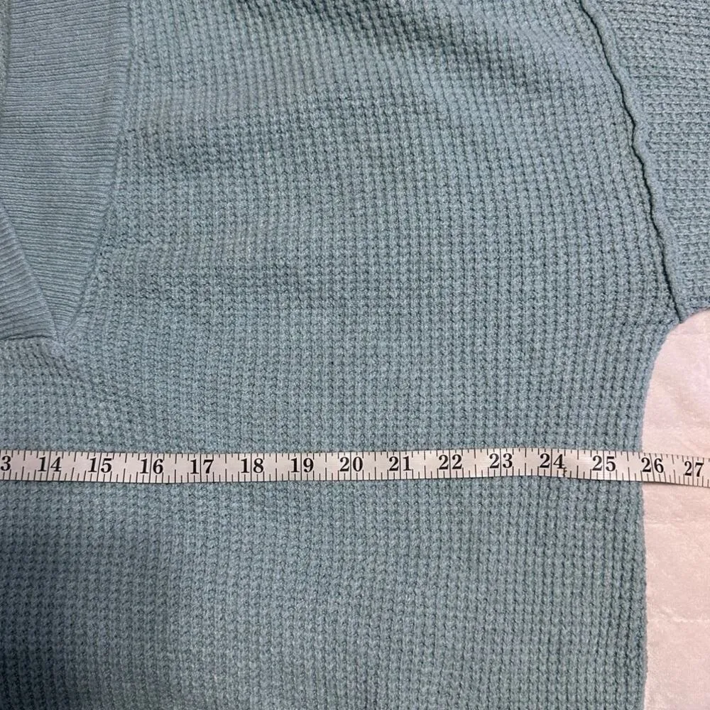 Aerie V-Neck Waffle Knit Oversized Sweater Women's Size Medium Drop Shoulder - Image 4