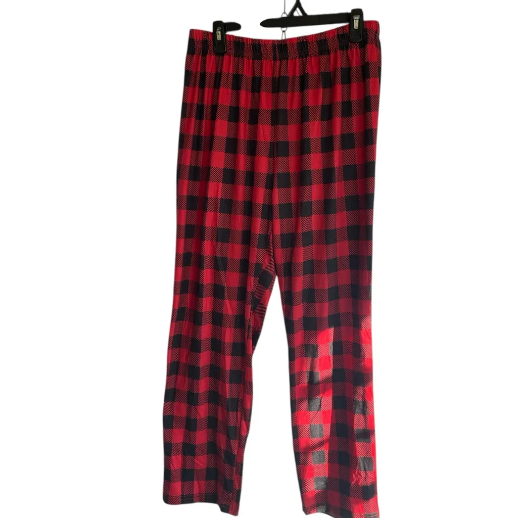 PatPat Festive Pajama Set Red Black Buffalo Plaid Women XL Merry Christmas Deer - Image 4