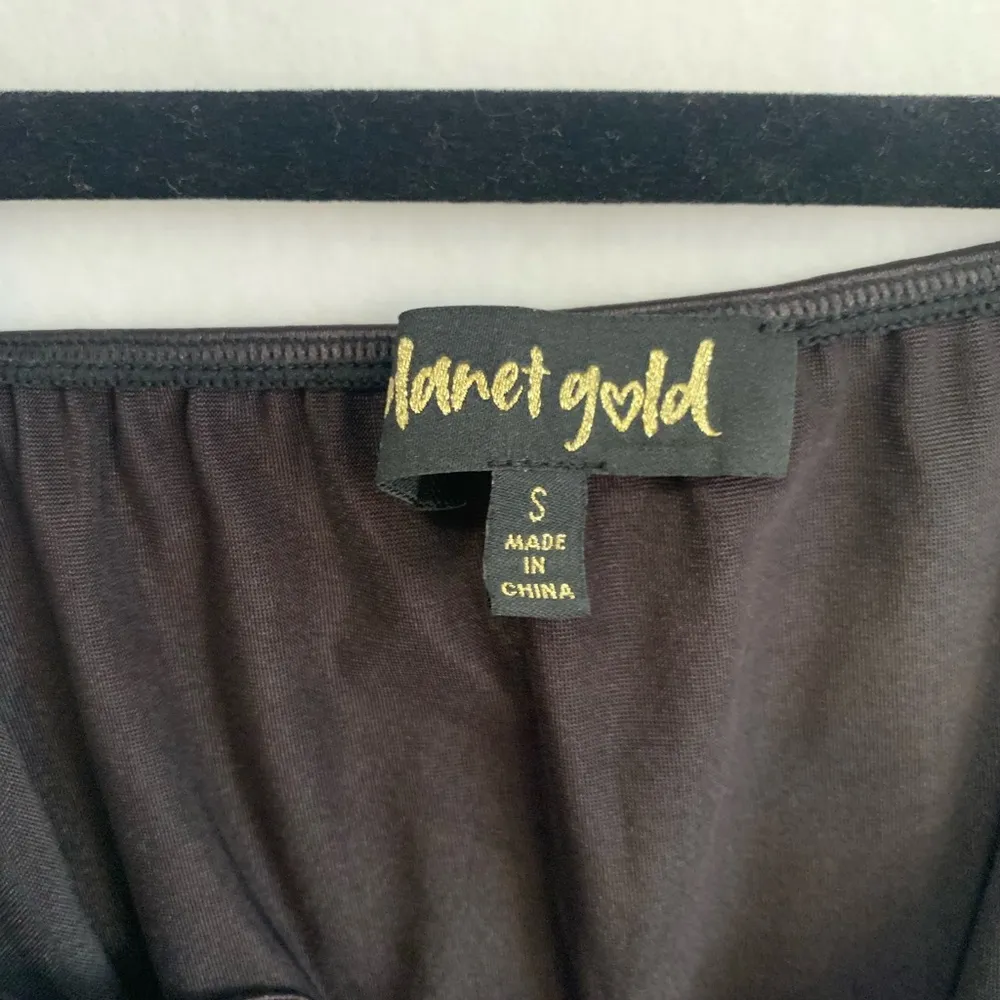 Planet Gold Formal Dress S Small Black Satin NWT Gold Chain Straps - Image 4