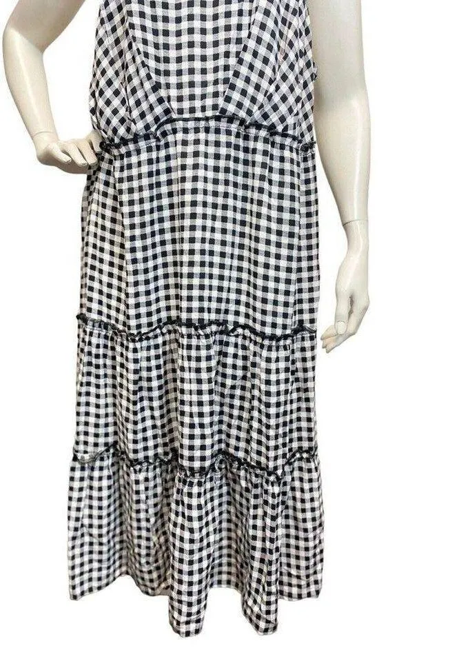 Women’s Plus 1X As U Wish Clothing Gingham Black White Midi Summer Dress Tiered - Image 10