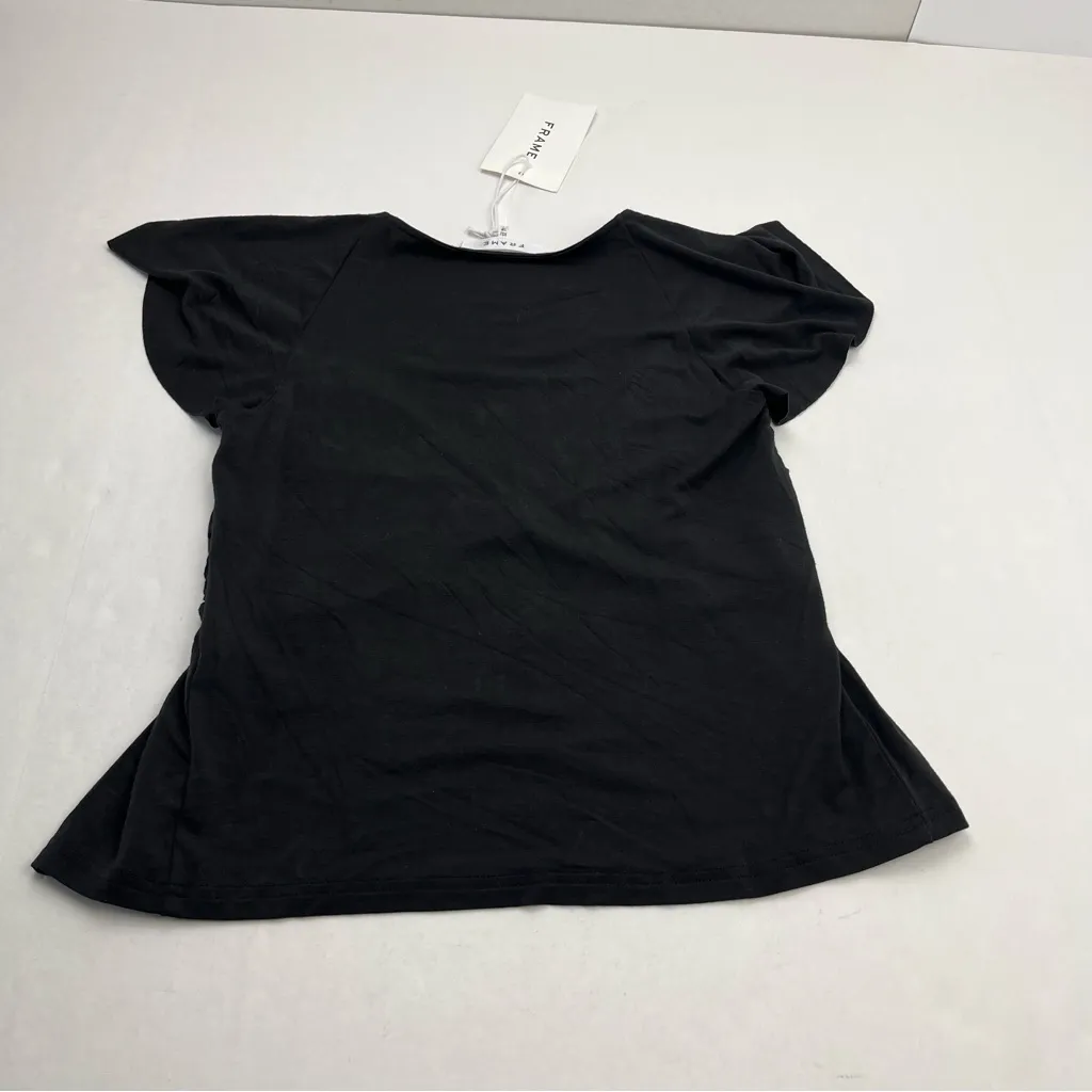 Frame‎ Womens SZ XS Black Shirred Flounce Top Short Sleeve Style# LTWS1761 NEW - Image 12