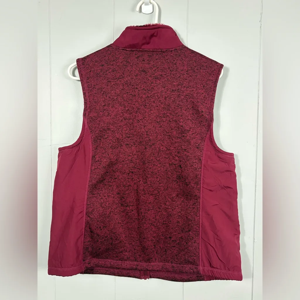 G H Bass & Co Womens Maroon Full Zip Knit Sleeveless Vest Jacket XL Winter Red - Image 5