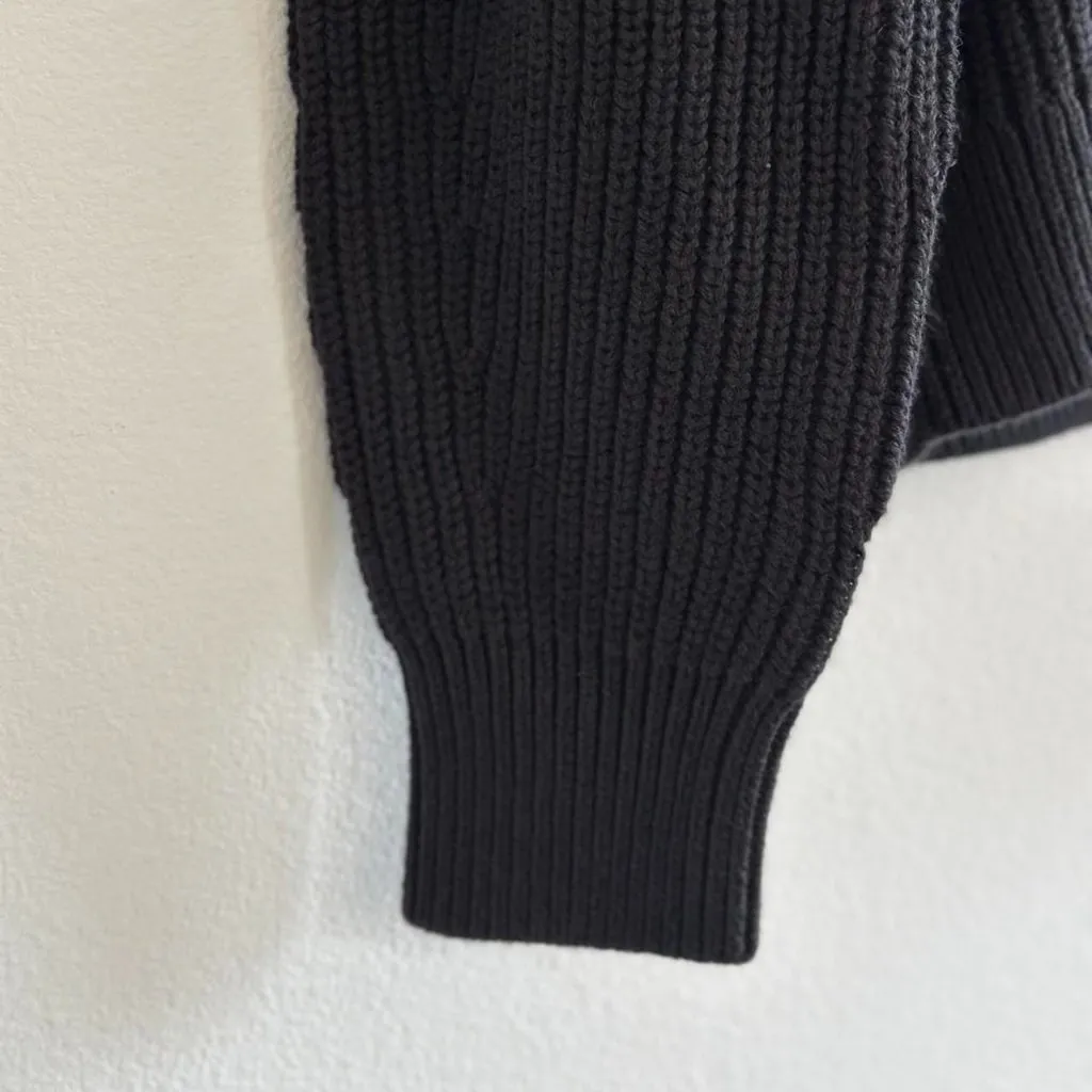 Everlane The Boxy Cardigan in Everyday Cotton in Black, Size Small - Image 9