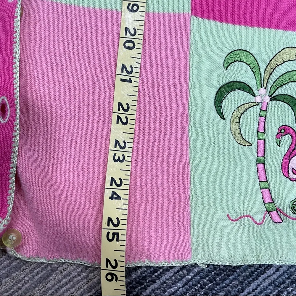 Vintage Y2K Neon Pink Green Checkered Graphic Button Down Top Cardigan Sz Large - Image 11