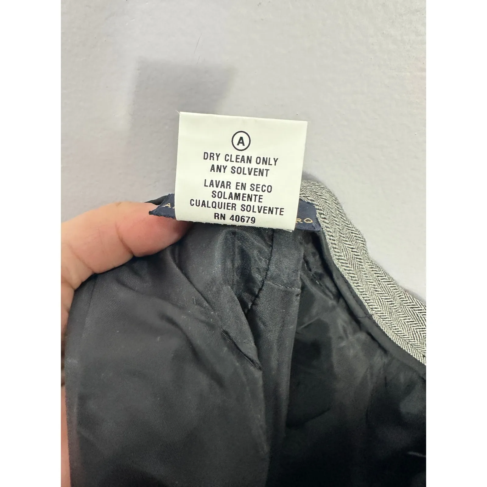 Andrea Viccaro 100% Wool Herringbone Trousers Size 8 Quiet Luxury Tailored Pants Gray - Image 4