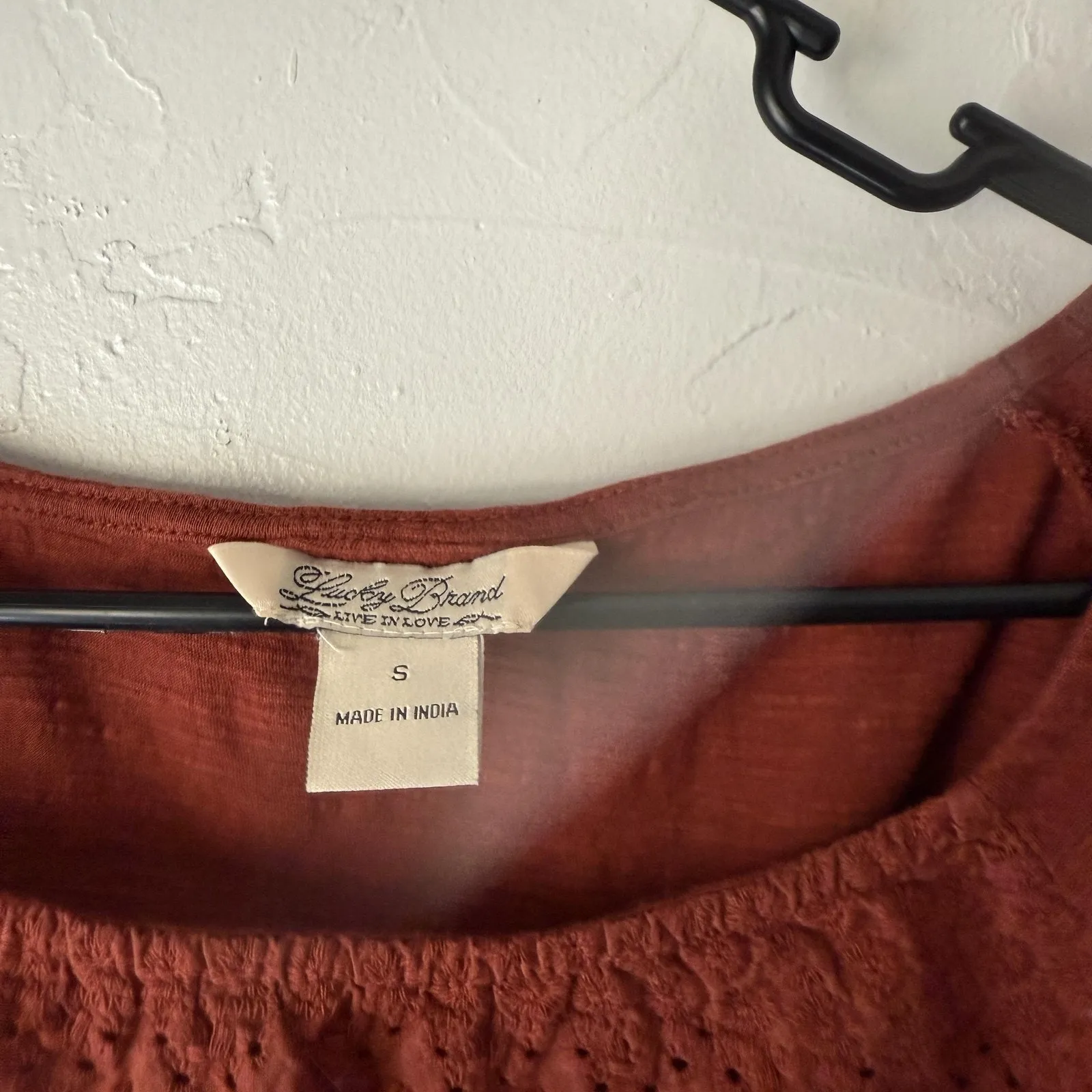 Lucky Brand Shirt Womens Small Embroidered Boho Peasant Top‎ 3/4 Sleeve Blouse - Image 4