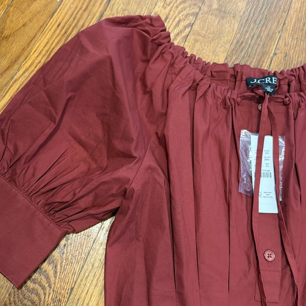 NWT J. Crew clinch waist midi dress Thanksgiving mahogany Terracotta size 4 P - Image 2