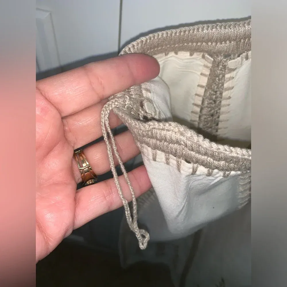 JM Pink Vintage‎ 2 pc embroidered ivory hand crochet skirt set Tan Size M - Image 12