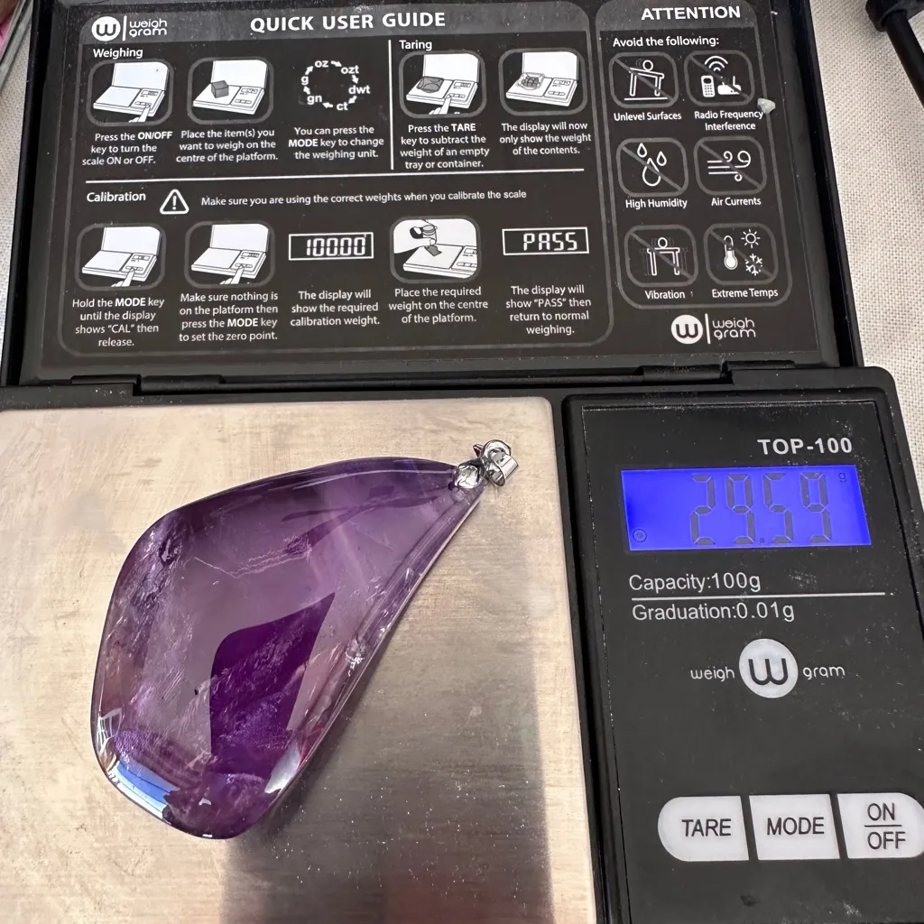 NWOT Uruguay Natural Therapy Amethyst pendant in Large size/29.59g - Image 4
