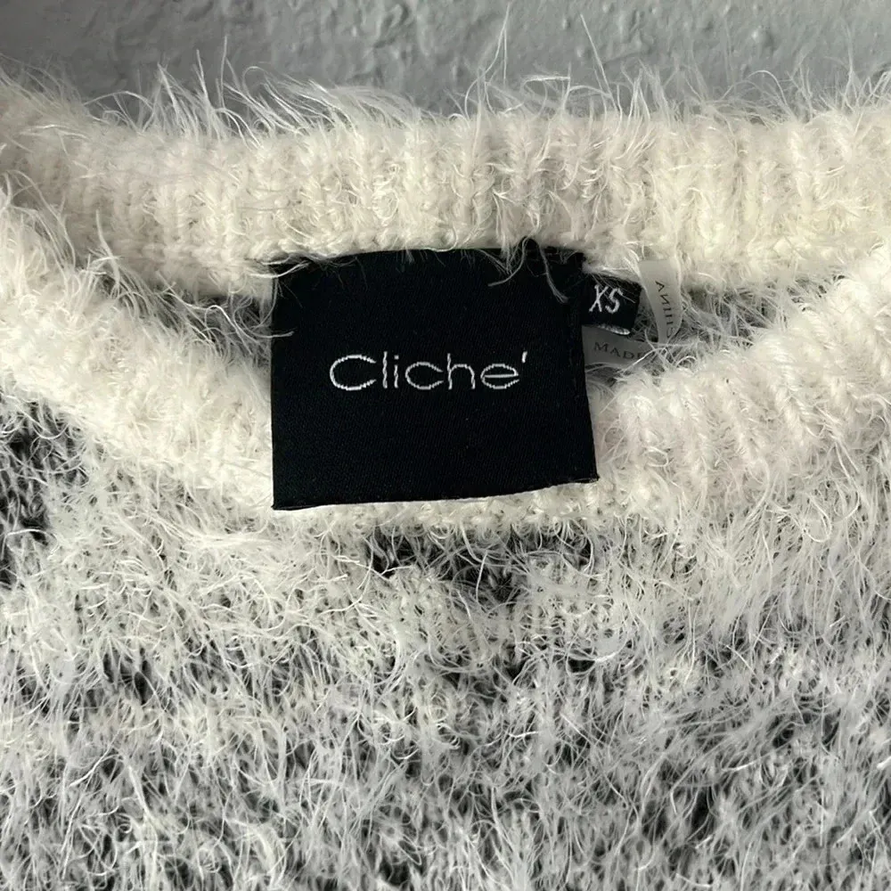 New cozy xs sweater cliche brand fuzzy soft comfortable pattern sweater winter Black - Image 6