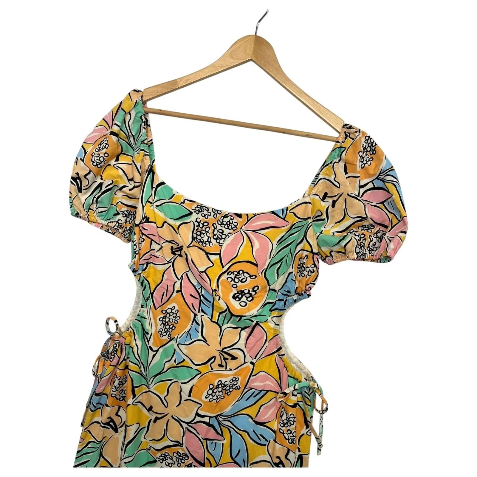 ASTR The Label Dress Womens XS Orange Talula Tropical Papaya Cutout Linen Blend - Image 8