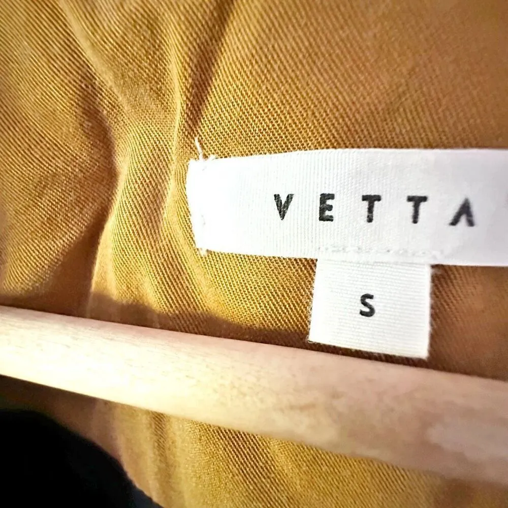 VETTA | The Trench "Gold" Sleeveless Vest Coat Double Breasted | Size Small Gold - Image 7