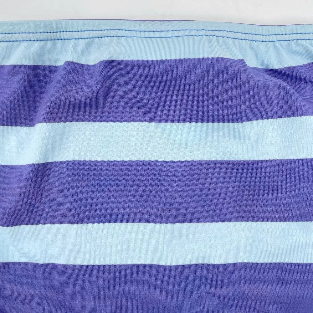 Ralph Lauren Sport Blue Aqua Y2K Wide Stripe Bikini Bottoms Coastal Pool Size 10 - Image 3