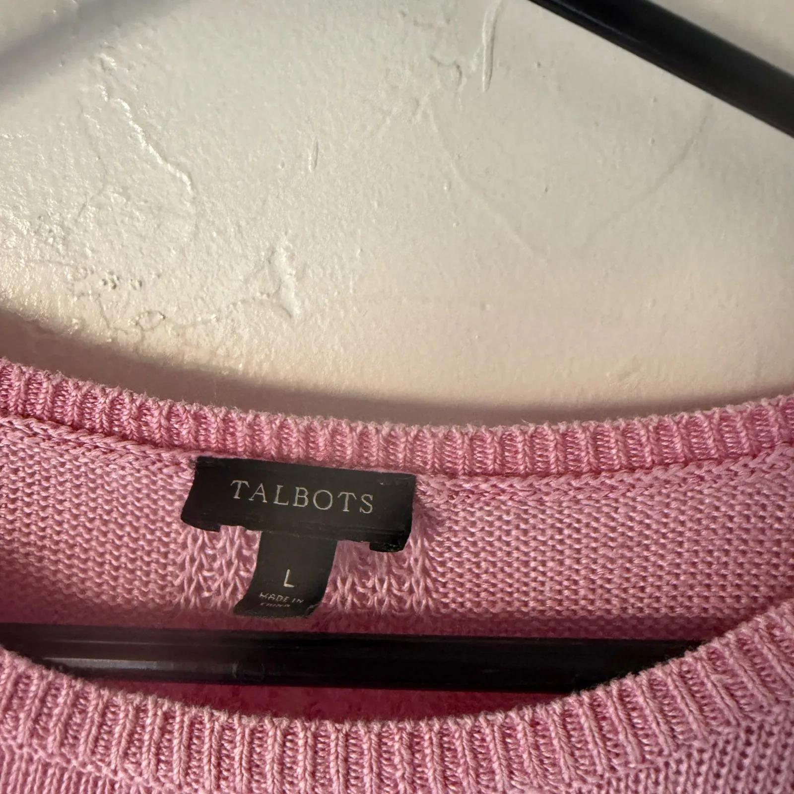 Talbots Pink Linen Knit Sweater Cropped Sleeve Pullover Large Preppy Coquette - Image 6