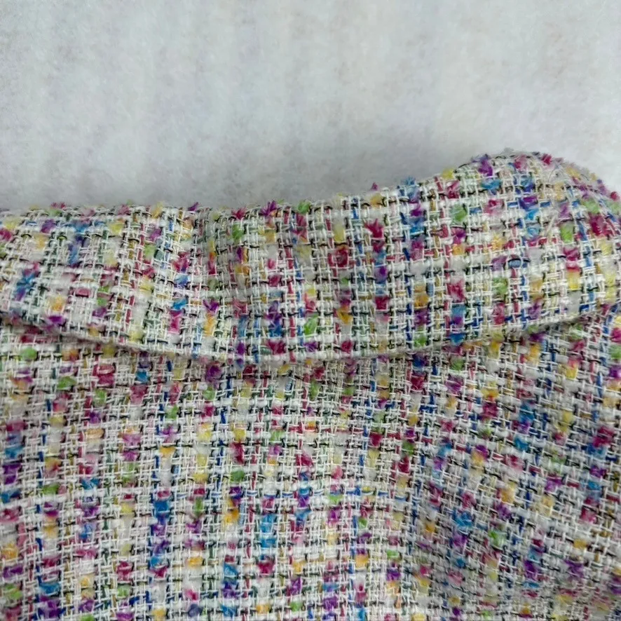 Lane‎ Bryant Women's Tweed Blazer Jacket Pink Purple Size 28 Floral Brooch New - Image 13