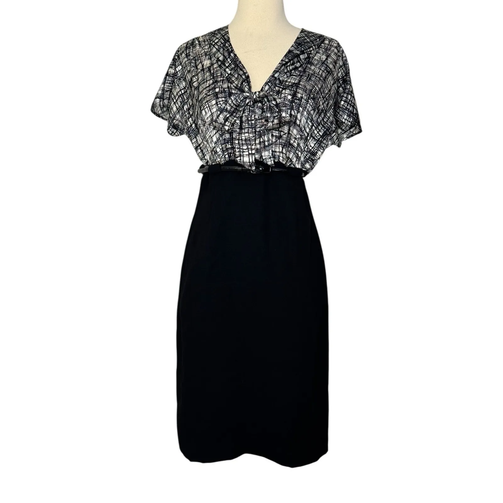 CALVIN KLEIN Silk Midi Pencil Dress Modern Chic Business Professional Size 8 - Image 3