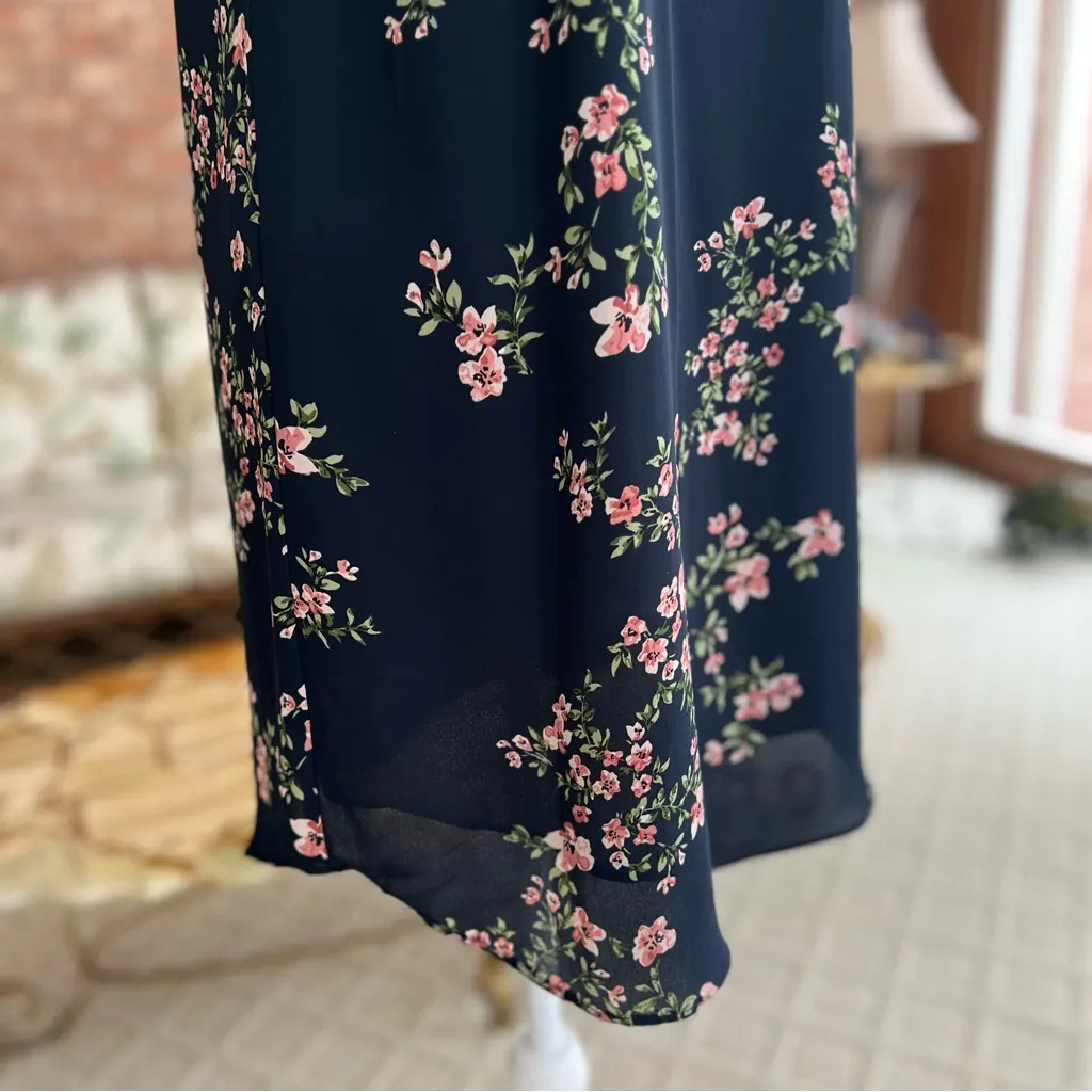 Olivaceous Dress Floral Shift Blue Chiffon Halter M Party Cocktail Garden Mini - Image 11