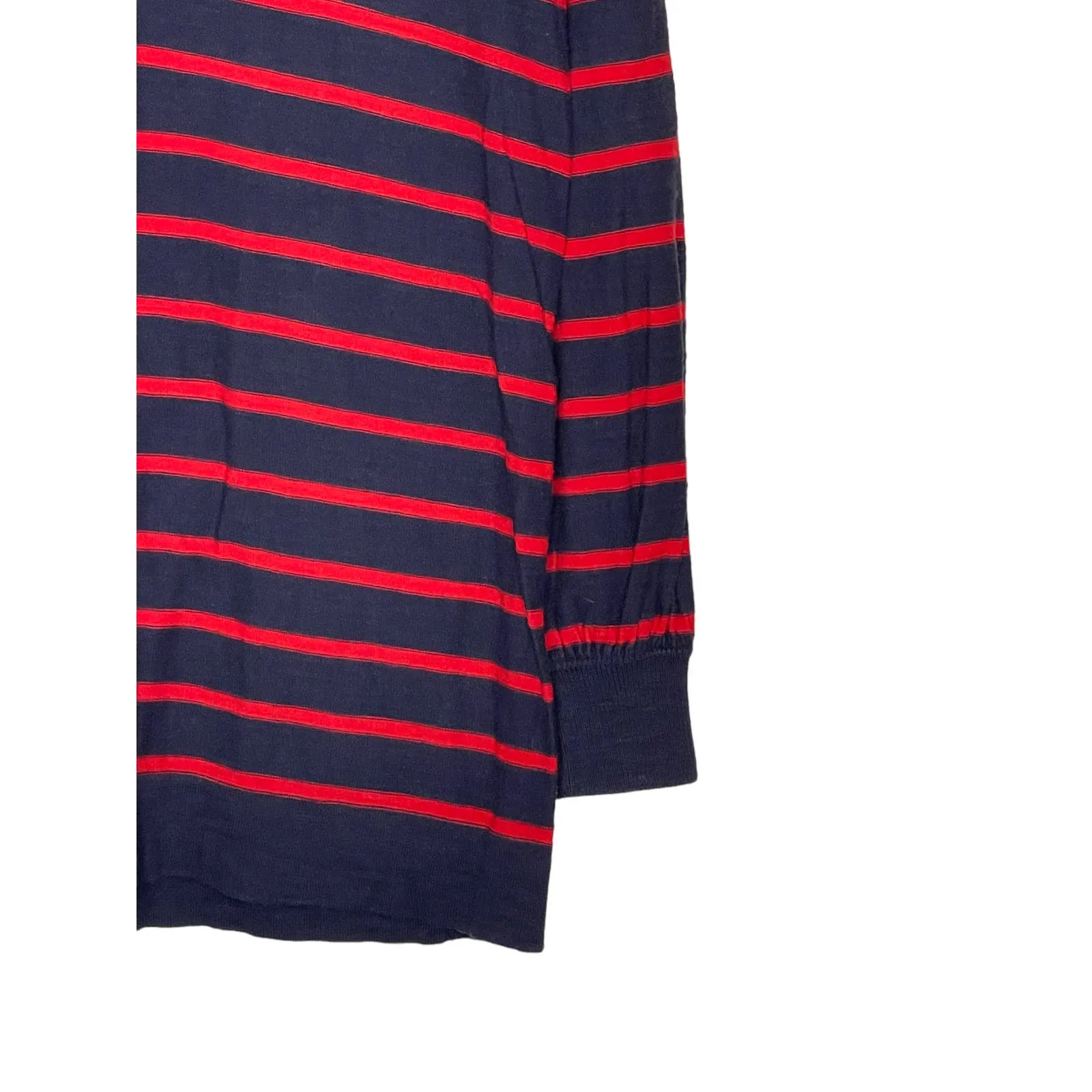 Ann Taylor LOFT Women Sweater Top Tasseled Tie‎ Neck Striped Blue/Red Size Small - Image 3