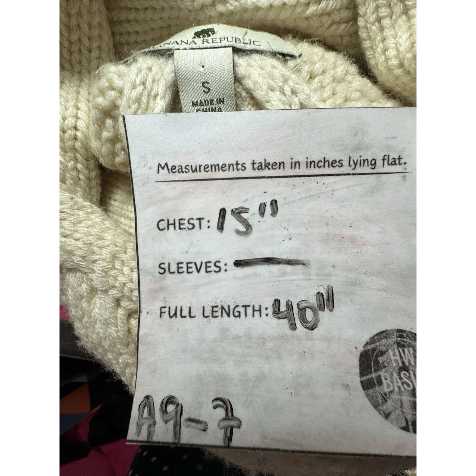 Banana Republic Cabled Short Sleeve SweaterDress in Ivory SMALL Merino Wool - Image 9