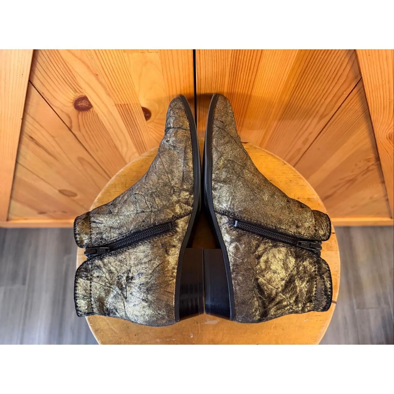 Naturalizer Blair crushed velvet Gold Ankle Boot Bootie Woman Sz 6M - Image 6