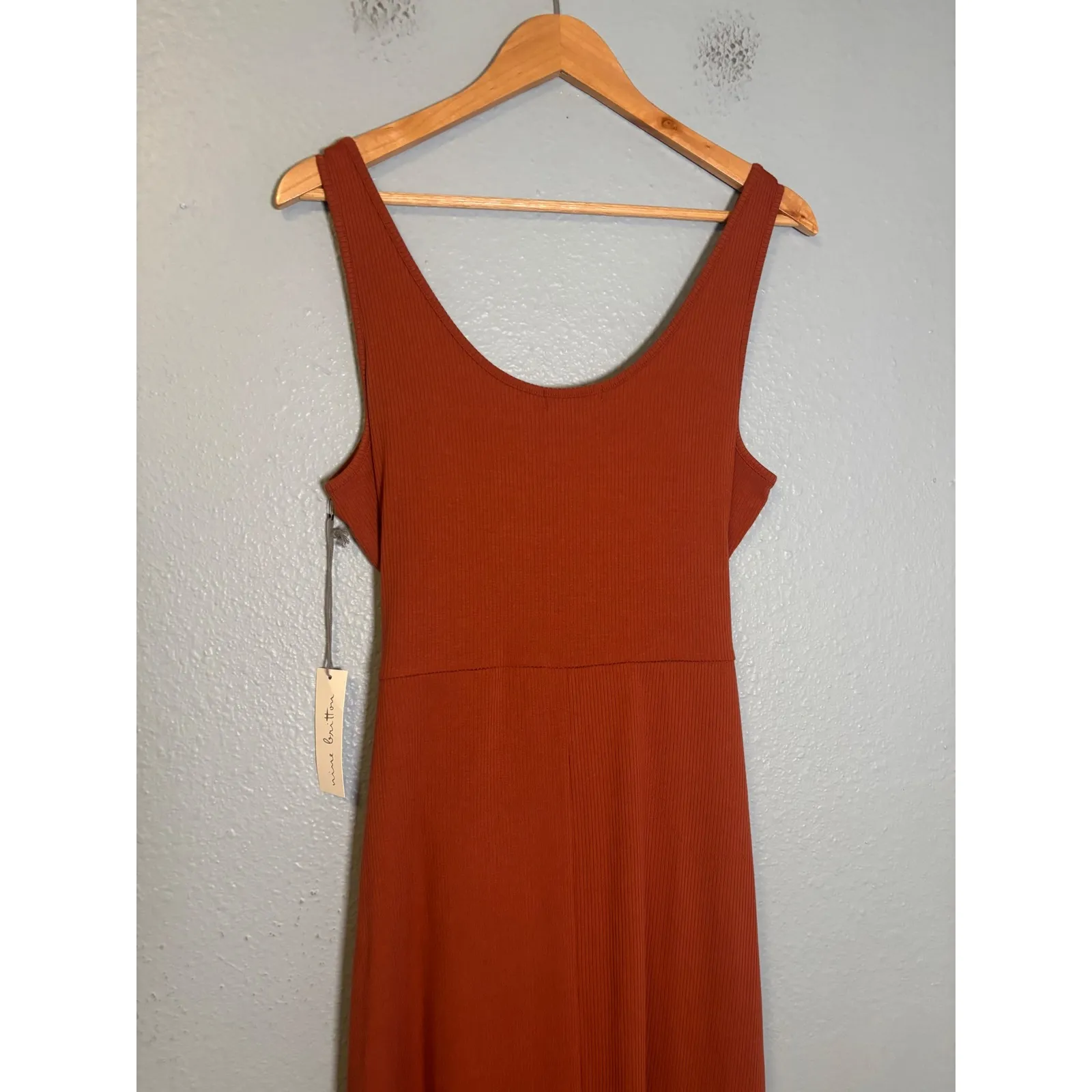 NWT Nine Britton Ribbed Knit Midi Tank Dress Rust Orange XL Petite Beach Summer - Image 7