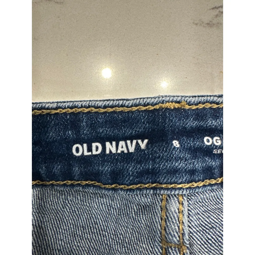 Old Navy Blue High-Rise OG Straight Jean Shorts Size 8 - Image 5
