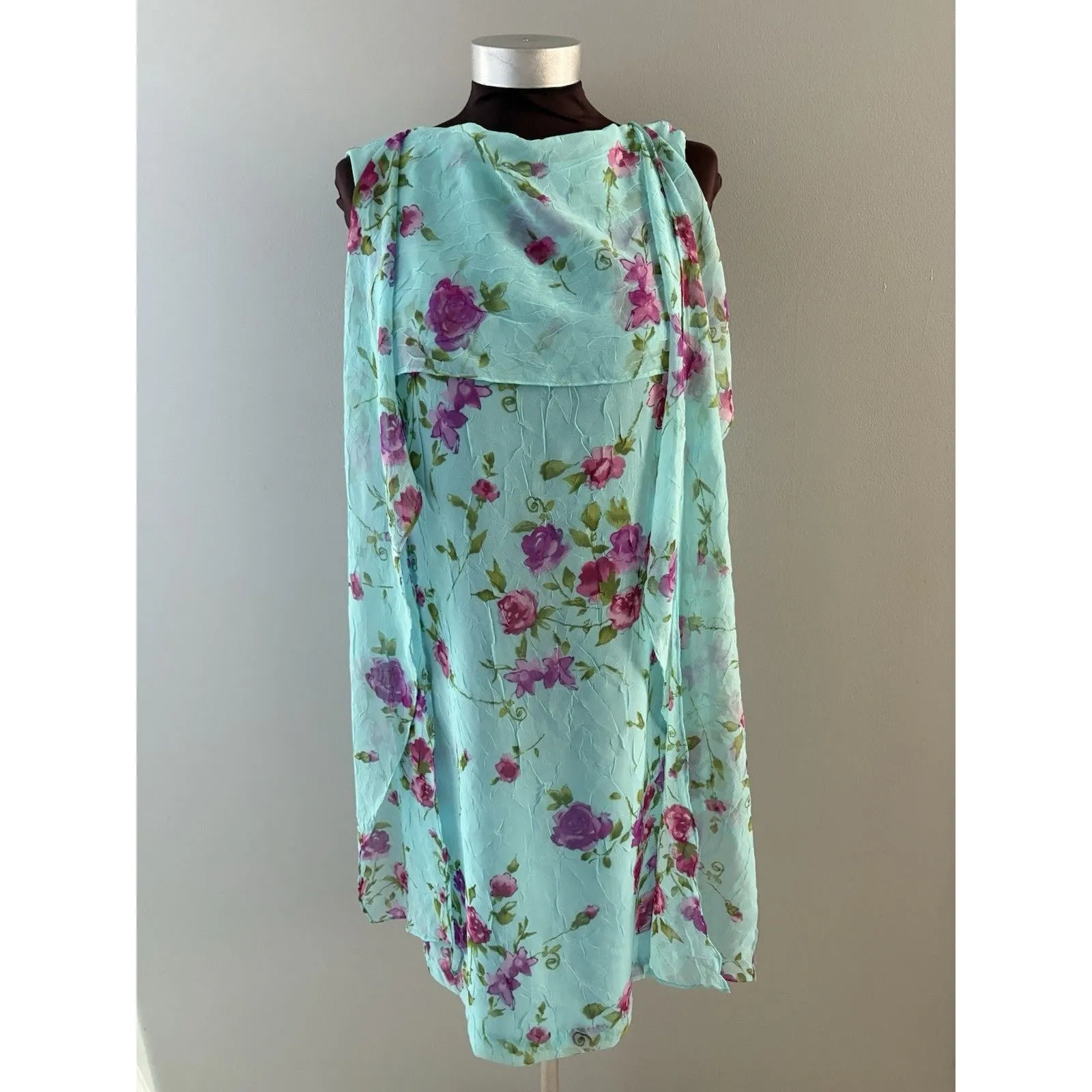 Vintage Barbara Lesser Y2K Dress M Blue Floral Fairy Cottagecore CuteGoth 90s* Size M - Image 2