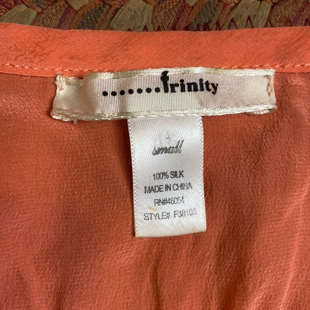 TRINITY CORAL 100% SILK BUTTON FRONT TANK DRESS Orange - Image 2