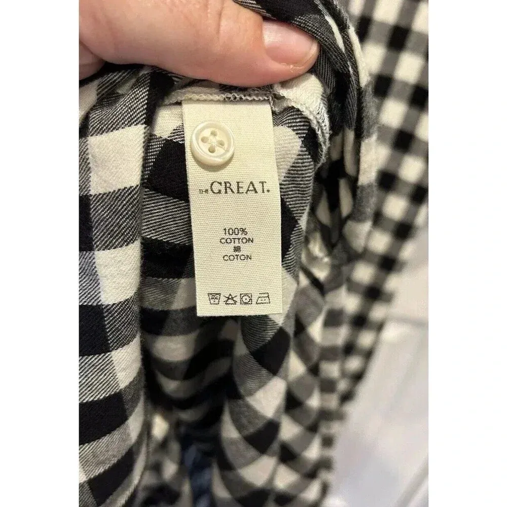 The Great Women’s Long Sleeve Collared Flannel Midi Shirt Dress‎ Gingham Sz 3 L Black Size L - Image 6