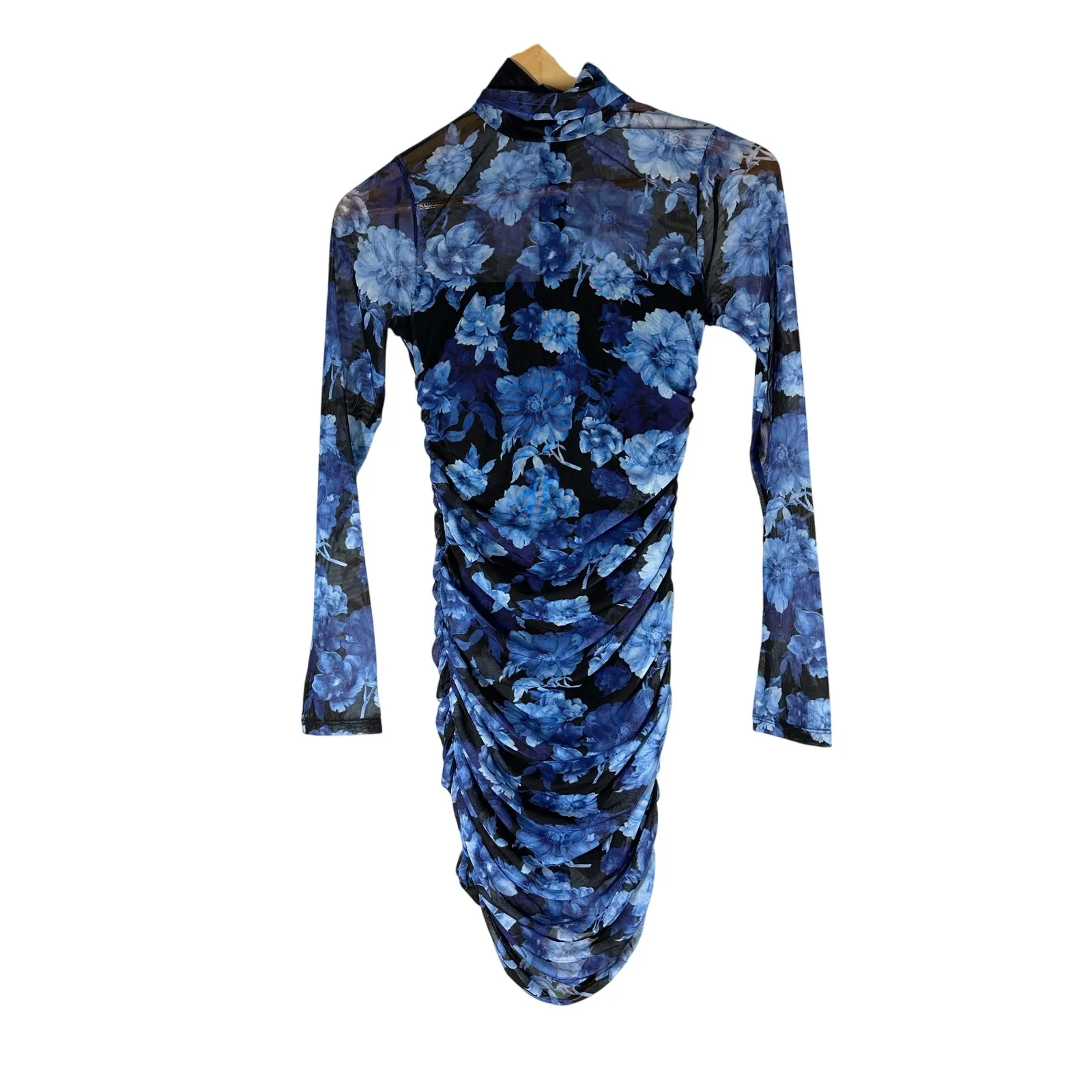 Alice + Olivia Delora Ruched Floralprint Stretchmesh Mini Dress Size 0 - Image 2